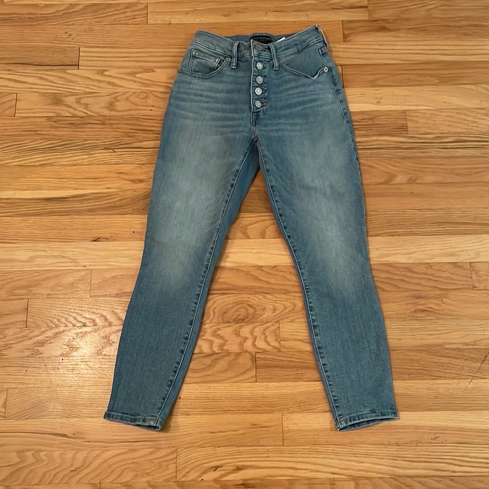 Lucky Brand Womens Button Fly High Rise Crop  Skinny Jeans Size 0/25 light wash